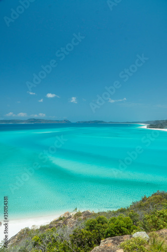 Whitehaven beach aerial view, Whitsundays. Turquoise ocean, white sand. Dramatic DRONE view from above. Travel, holiday, vacation, paradise. Shot in Hill Inlet, Queenstown, Australia. © Jam Travels
