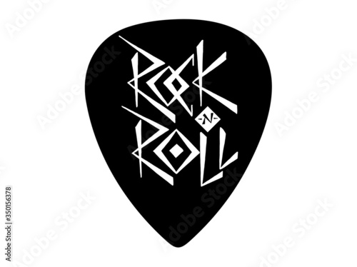 Rock'n'Roll lettering. Guitar signature pick/mediator design