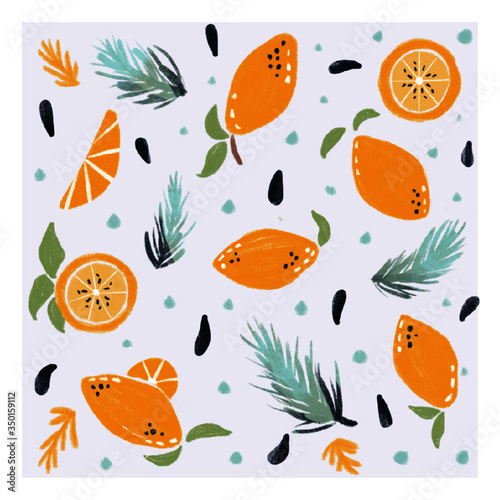 Lemon herbs pattern