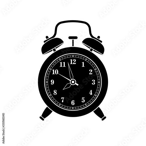 Alarm clock in retro style. Icon analog watch. Symbol of time management, chronometer with hour, minute and second arrow