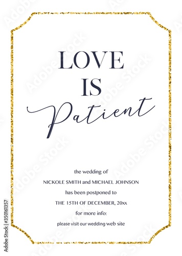 Wedding Postponement Change the Date Announcement Vector card