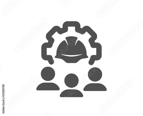 Engineering team icon. Engineer or architect group sign. Construction helmet symbol. Classic flat style. Quality design element. Simple engineering team icon. Vector