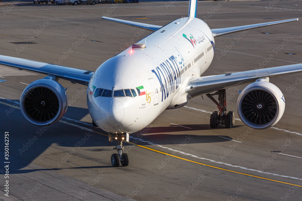 Kuwait Airways Boeing 777300ER airplane New York JFK airport Stock
