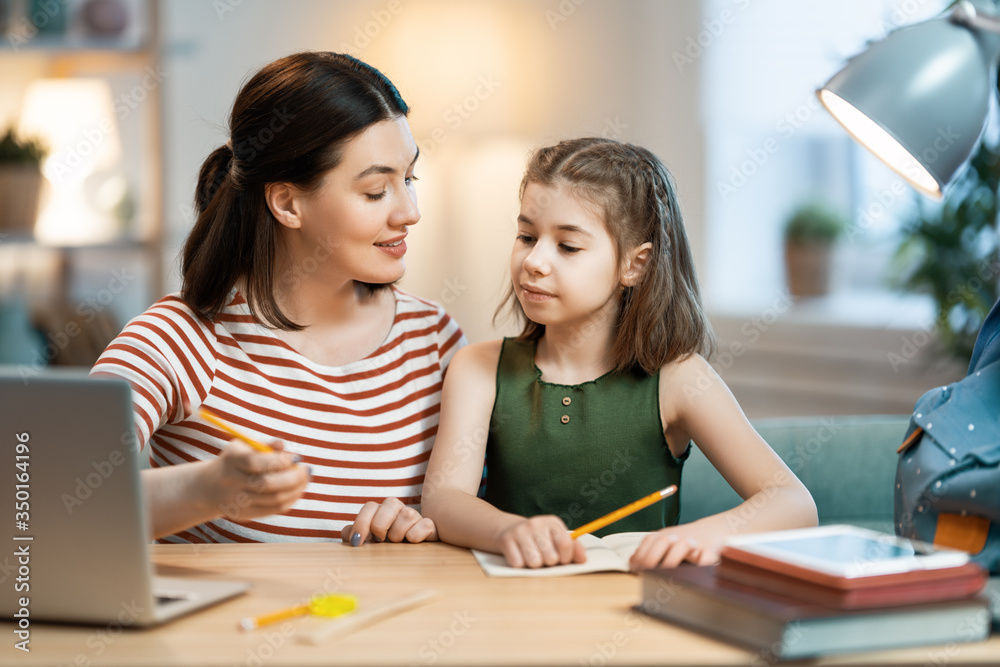 Girl doing homework or online education. Girl doing homework or online education.
