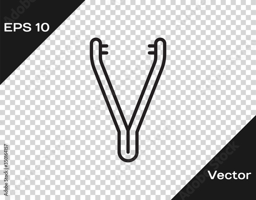 Black line Medical tweezers icon isolated on transparent background. Medicine and health. Anatomical tweezers. Vector Illustration