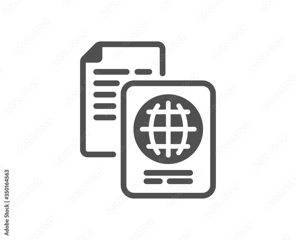 Passport document icon. ID file page sign. Office note symbol. Classic flat style. Quality design element. Simple passport document icon. Vector Passport document icon. ID file page sign. Office note symbol. Classic flat style. Quality design element. Simple passport document icon. Vector