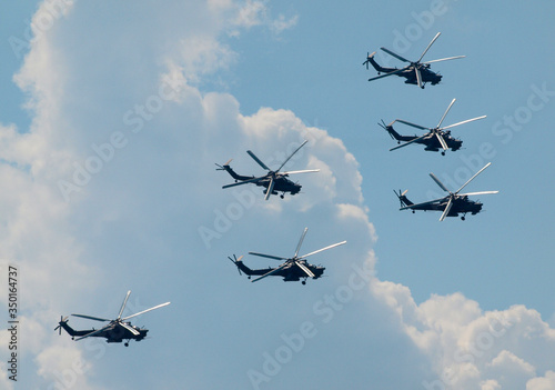 Fototapeta Naklejka Na Ścianę i Meble -  Aerobatic team. Mi-28 helicopters.
