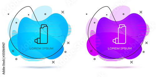 Line Inhaler icon isolated on white background. Breather for cough relief, inhalation, allergic patient. Abstract banner with liquid shapes. Vector Illustration