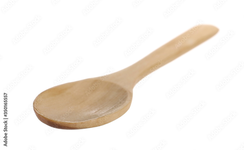 Empty wooden spoon isolated on white background with clipping path