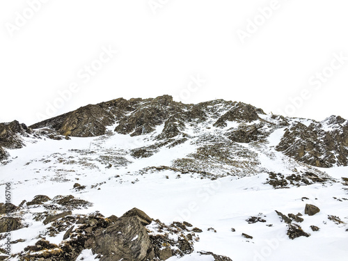 snow in the mountain and white sky  