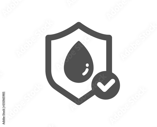 Waterproof icon. Water resistant sign. Liquid drop protection symbol. Classic flat style. Quality design element. Simple waterproof icon. Vector