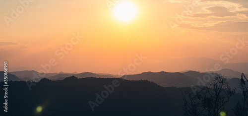 Sunset-Mountain in the evening Mountains and evening nature