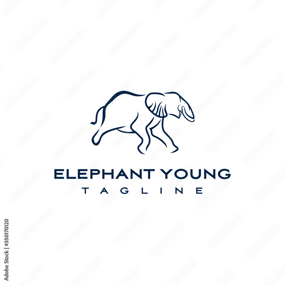 Obraz premium Elephant young logo design. Awesome a elephant young silhoutte. A elephant young logotype.