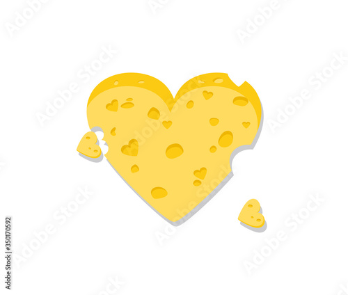Cheese vector logo. symbol. logo design. heart symbol vector. National Cheese Lovers' Day - 20th January (Vector Illustration in Flat Style Design)