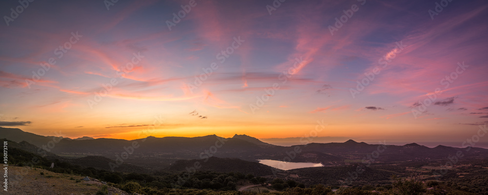Panoramic view of sunset in Corsica