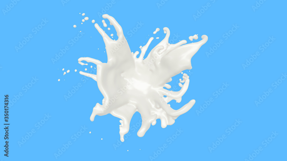 Milk splash isolated on background, splash include clipping path. 3d illustration