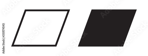 Parallelogram icon, vector geometric square rectangle polygon line shape silhouette