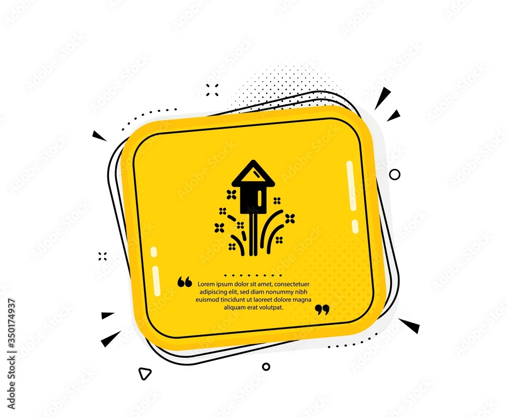 Fireworks icon. Quote speech bubble. Christmas or New year rocket sign. Pyrotechnic symbol. Quotation marks. Classic fireworks icon. Vector Fireworks icon. Quote speech bubble. Christmas or New year rocket sign. Pyrotechnic symbol. Quotation marks. Classic fireworks icon. Vector