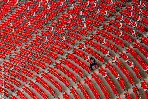 Lonely spectator in the stadium