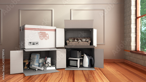 Canvas-taulu concept of delivery of goods for home repair goods furniture and household appli