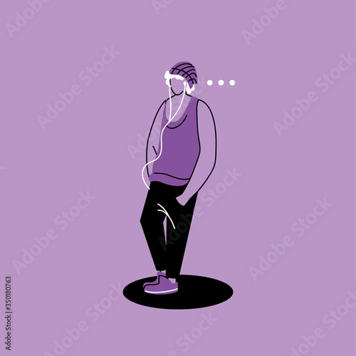 man listening to music with headphones