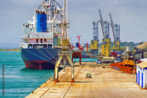 Cargo ship at the port of Bizerte, Tunisia