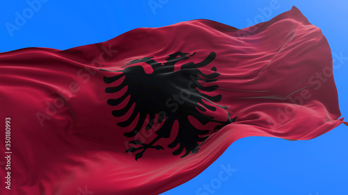 Albania flag - 3D realistic waving flag background