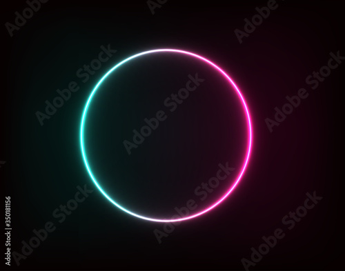 Neon circle for your ad and blue pink light banner.