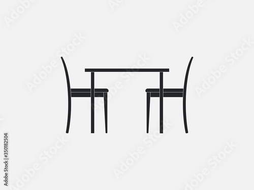 Chair, table icon. Vector illustration, flat design.