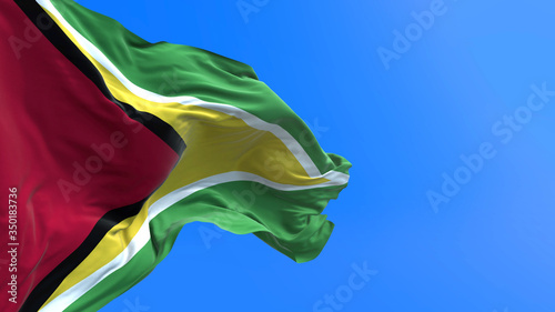 Guyana flag - 3D realistic waving flag background