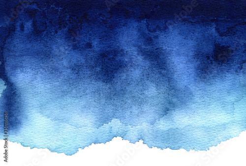 Dark blue watercolor background. Hand drawn watercolor background.
