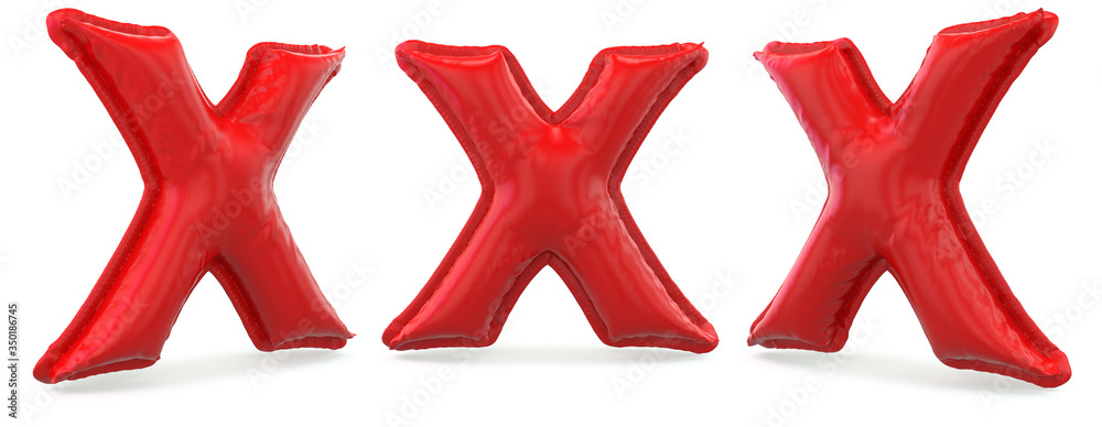 Obraz premium Capital letter X. Uppercase. Inflatable red balloon on background. 3D