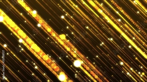 glitter vintage bokeh lights rising particle rain dark and gold abstract background loop
