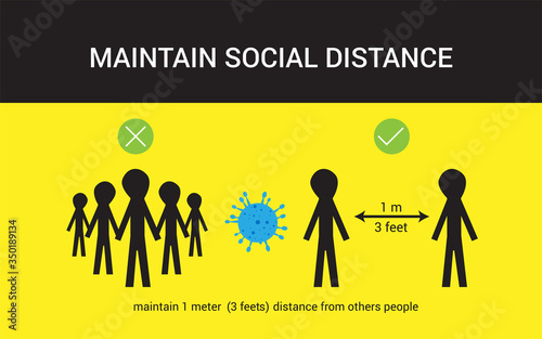 Social distancing. Keep safe distance in public. Social distancing prevention to protect from coronavirus, covid-19. Vector