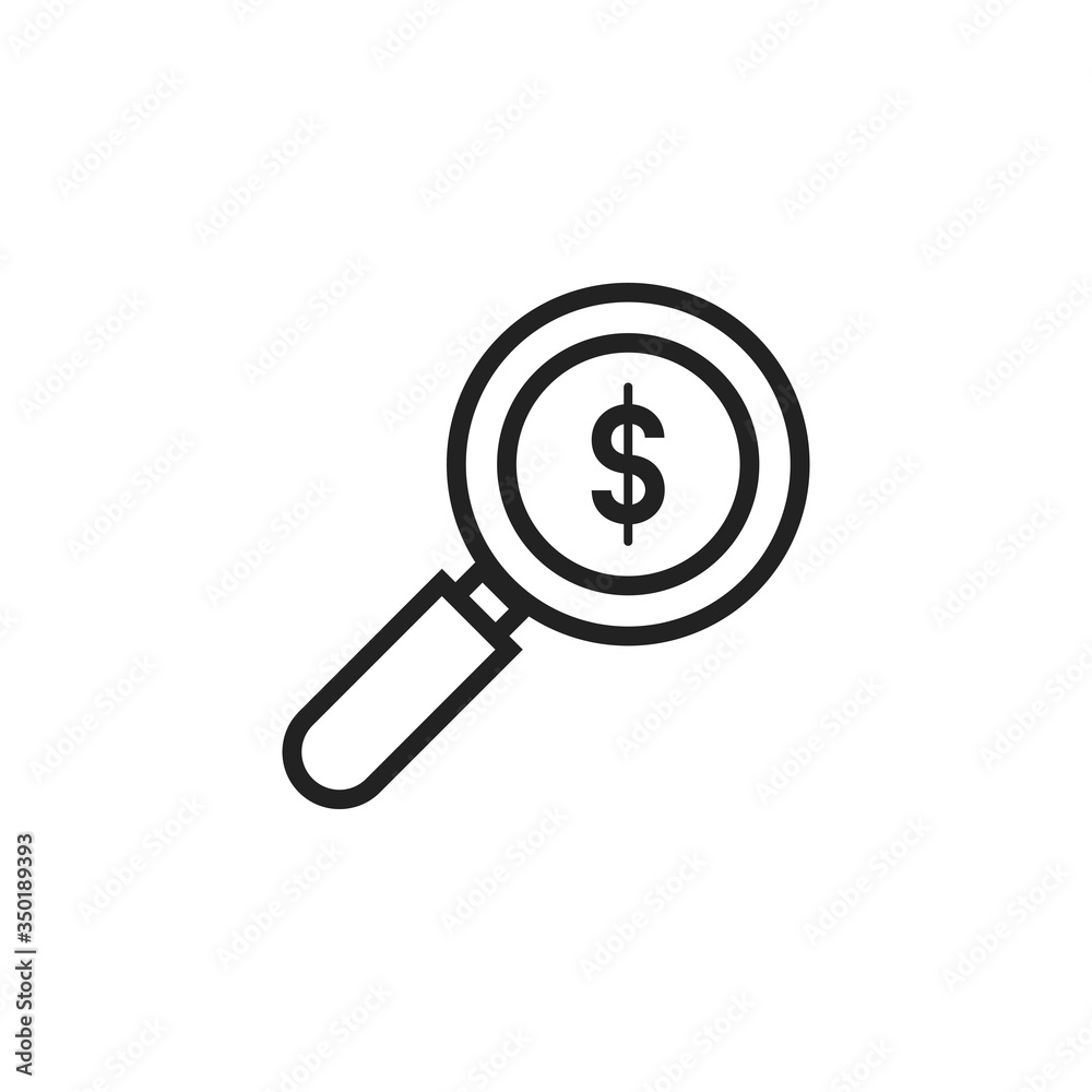 Finding money isolated on white background. Search symbol modern, simple, vector, icon for website design, mobile app, ui. Vector Illustration Finding money isolated on white background. Search symbol modern, simple, vector, icon for website design, mobile app, ui. Vector Illustration