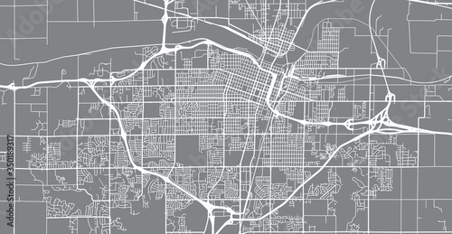 Urban vector city map of Topeka, USA. Kansas state capital photo