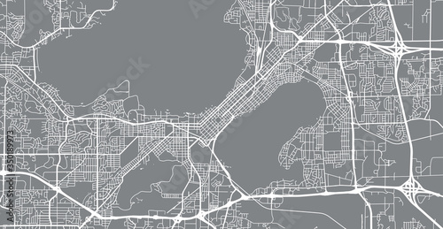 Urban vector city map of Madison, USA. Wisconsin state capital