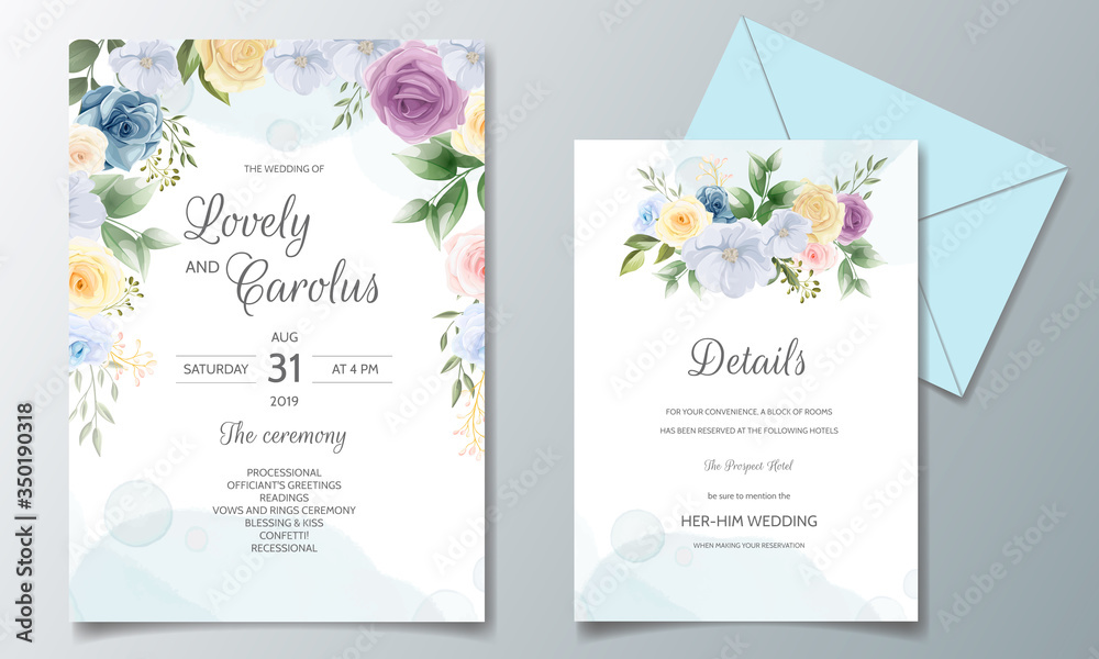Wedding invitation with beautiful and elegant floral