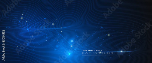 Vector illustration molecule,Connected lines with dots,technology on blue background. Abstract internet network connection design for web site.Digital data,communication,science and futuristic concept