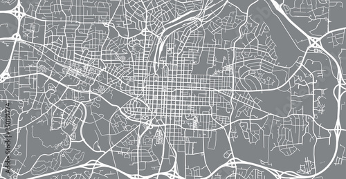 Urban vector city map of Raleigh, USA. North Carolina state capital