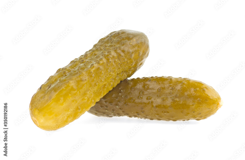 Fresh green pickles isolated over white background Fresh green pickles isolated over white background