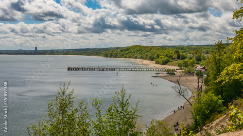 View from the cliff on the pier in Gdynia Orlowo, Poland. photo