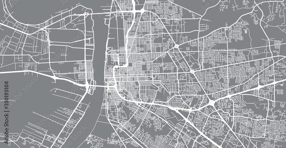 Urban vector city map of Baton Rouge, USA. Louisiana state capital
