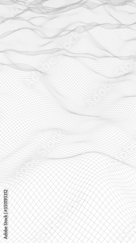 Abstract landscape on a white background. Cyberspace grid. hi tech network. 3d illustration. Vertical orientation