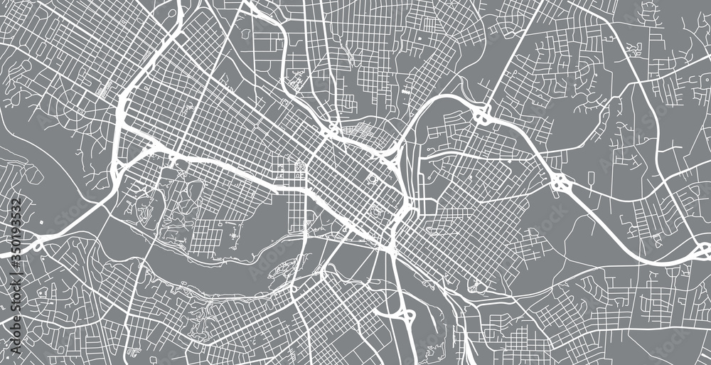 Fototapeta premium Urban vector city map of Richmond, USA. Virginia state capital
