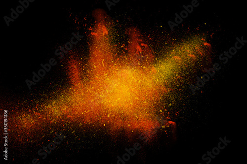 Freeze motion of colorful powder paint exploding