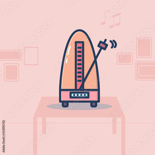 Vector illustration of pastel coloured Control metronome with pendulum. Equipment of music and beat mechanism
