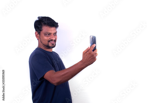 Selfie with mobile south indian man