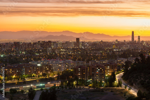 Panoramic view of Santiago de Chile with the wealthy Las Condes and Vitacura districts © Jose Luis Stephens
