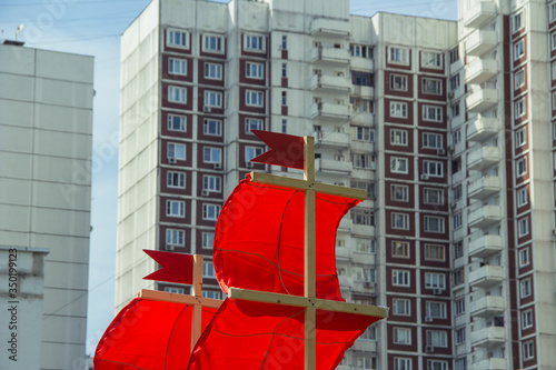 festival sail in front of a building